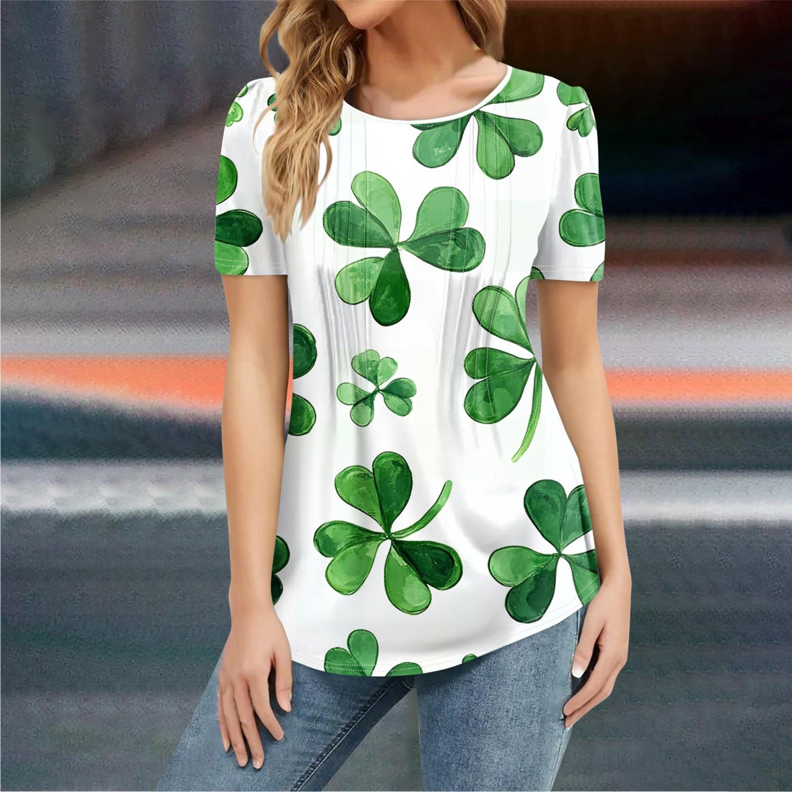 

Жіноча мода Casual St. Топ з принтом Patrick, сорочка з коротким рукавом, вільний пуловер M білий