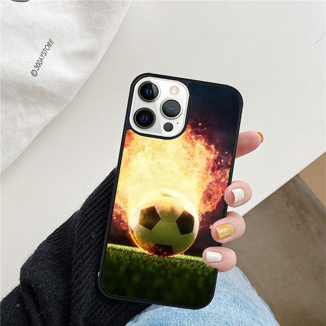 Fire Football Ball Soccer Phone Case For iPhone 17 Air 15 16 Cover 11 13 14 Pro Max 12 Plus Max Fundas
