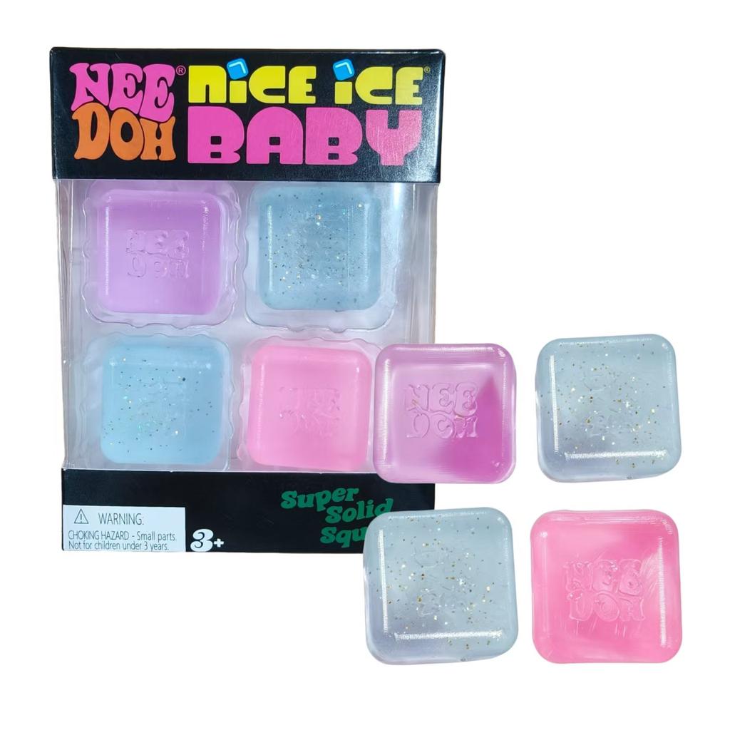Needoh Nice Ice Baby Fidget Cube Set 4 Stuks Super Stevig Knijp Sensorisch Speelgoed Niet-giftige Kneed Speeltjes voor ADHD en Autisme Cadeau