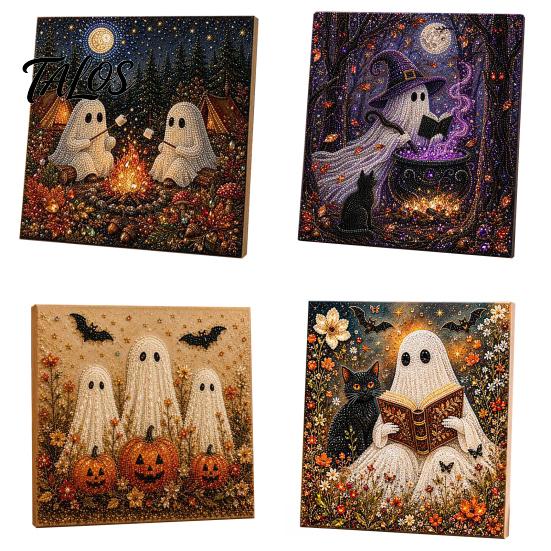 Multi Faceted Bead Painting Halloween Faux Pearl Art DIY Kit, Spooky Cute 3D Beads Crafts Handmade Wall Decor for Adults Beginners, Seasonal
