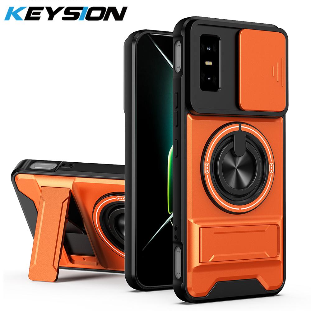 KEYSION Magnetic Phone Case for Infinix GT 30 30 Pro 5G Slide Camera Protection Upright Kickstand 360 Ring Shockproof Back Cover