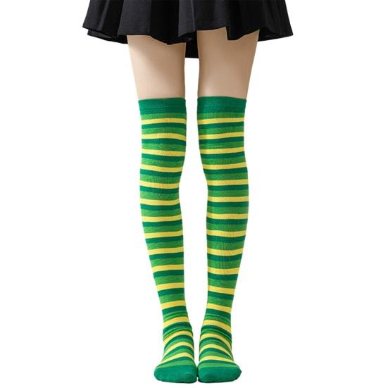 Striped Thigh High Socks Women Colorful Over-the-Knee Socks Retro Stretchy Thigh Highs for Girls Cosplay Lolita Costume
