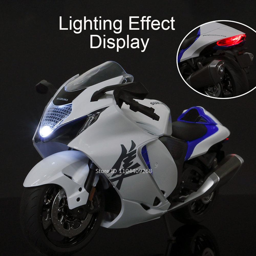 Scale 1:9 SUZUKI HAYABUSA Motorcycle Model Toy Alloy Body Linkage Steering Shock Absorption Motor Models Collection Gifts Boy