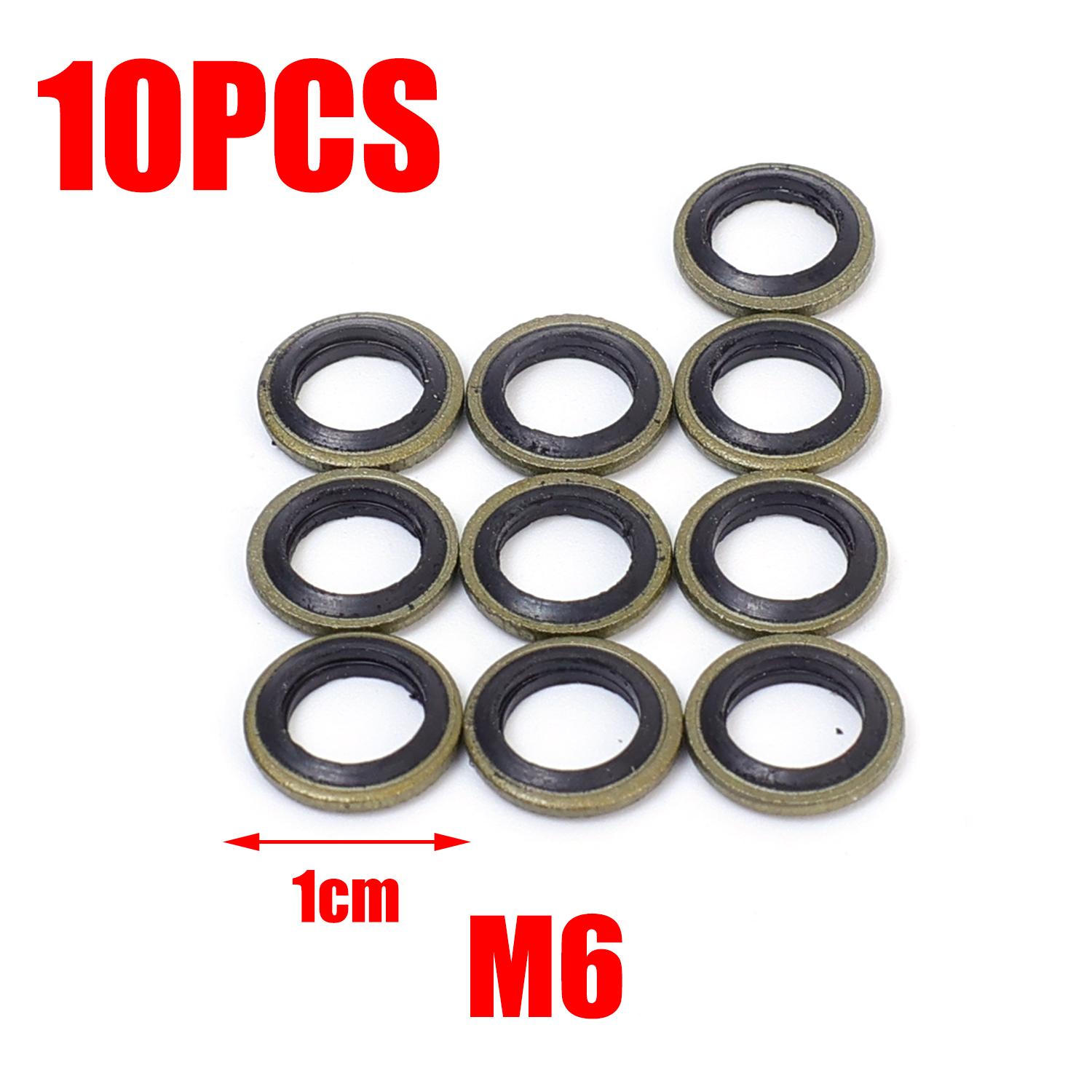 

10 шт. Прокладки под сливную пробку картера двигателя, резиновые и металлические аксессуары, устойчивые к деформации, точное уплотнение M6/M8/M10/M12/M14/M16/M18/M20
