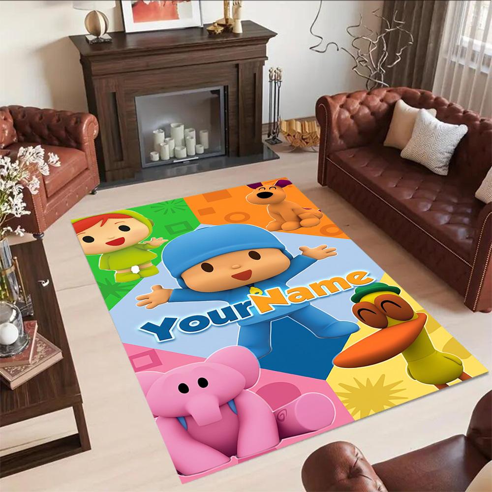 Pocoyo Customized Name Floor Rug Office Rug Perfect for Dining Room Study Room Living Rooms Bedrooms Antislip Carpet Anime Office Decor