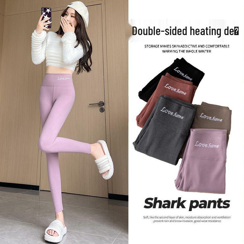 Women's High Waist Velvet-Lined Leggings - Seamless, Double-Sided Brushed, Slim Fit, Perfect for Autumn and Winter.
