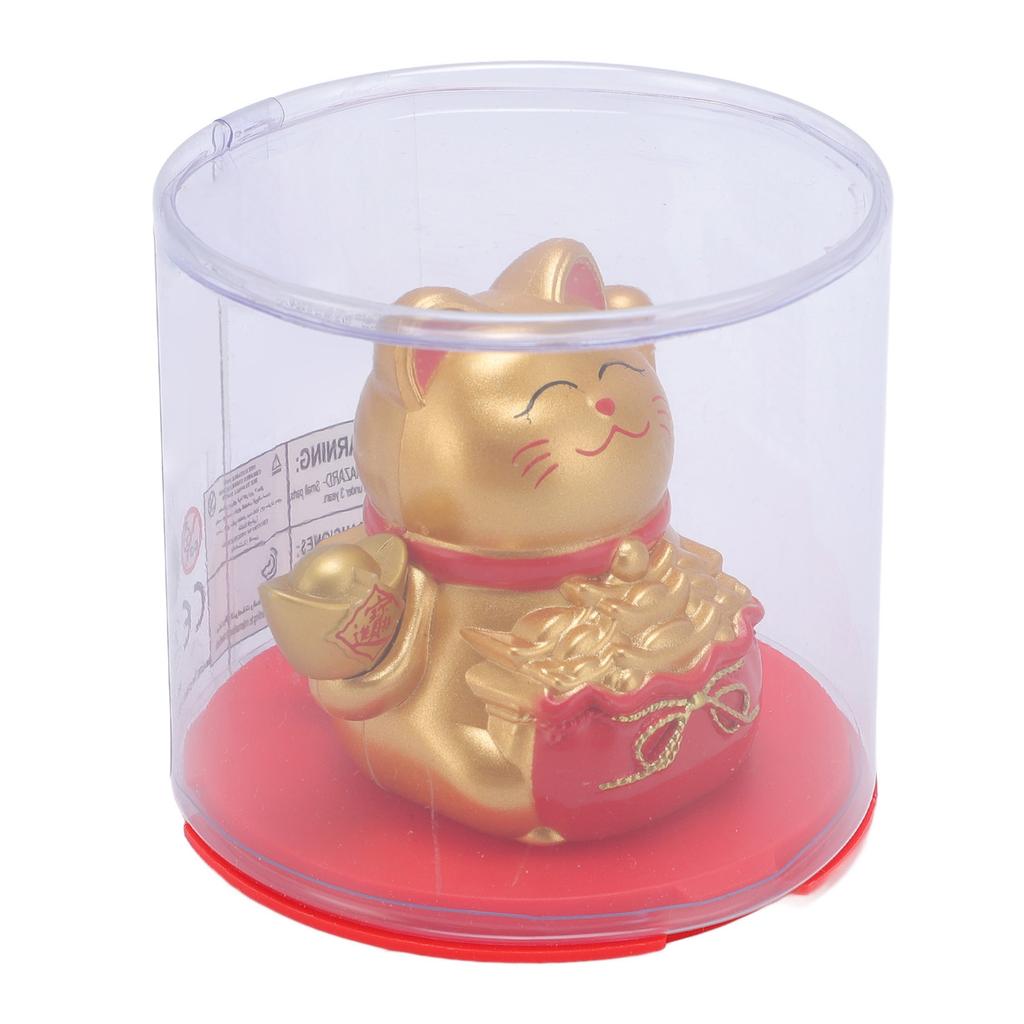 Feng Shui Lucky Cat Solar Powered Waving Maneki Neko Decoration Lucky Cat Statue for Home Shop Car Interior