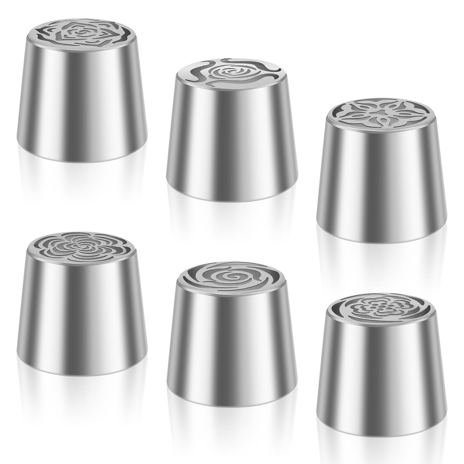 

6 шт. Насадки из нержавеющей стали для русской техники, многоразовые насадки для русской техники «цветок» для украшения торта, глазурь, кремовый букет цветов