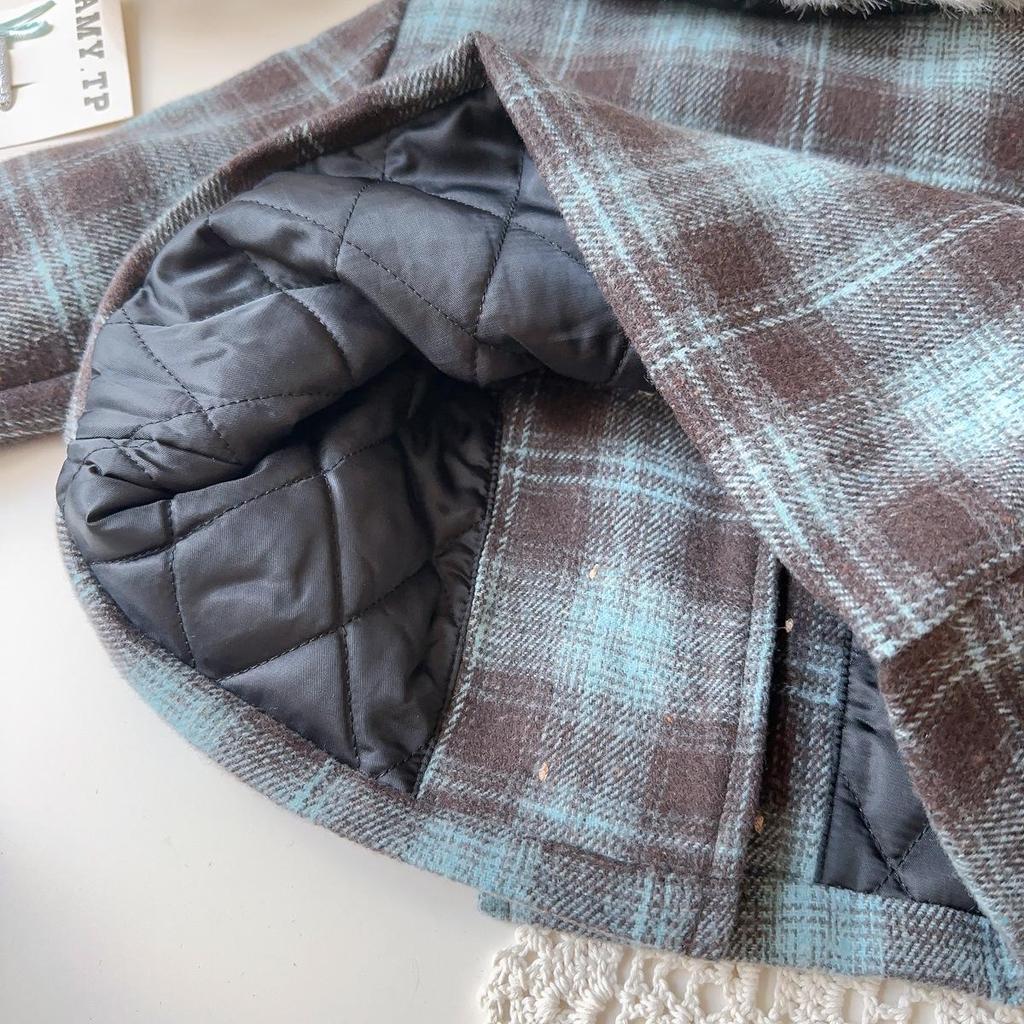 Girls' Preppy Winter Coat & Pleated Skirt Set - AWB003