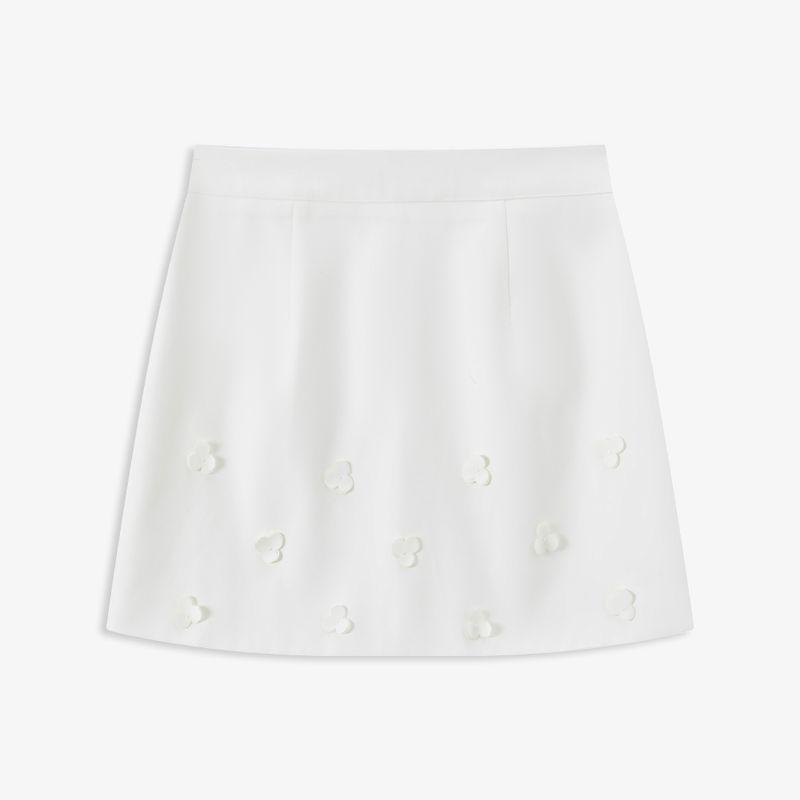 French Style Three-Dimensional Flower Decoration 2 Colors High Waist Slim Looking A- line Skirt Women's Spring and Summer All-Match Short Skirt XQ
