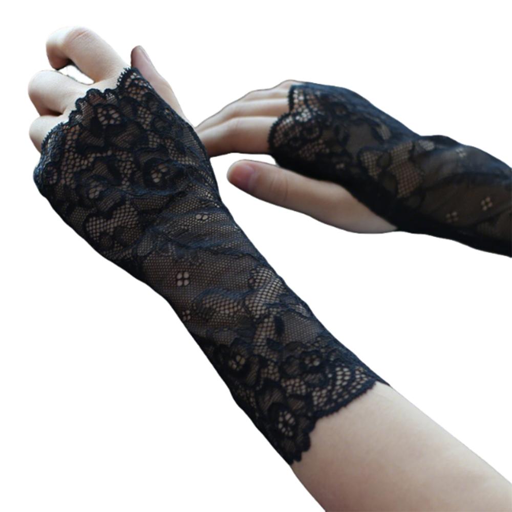 Thin Lace Half Finger Gloves Breathable Sun Protection Riding Gloves Driving Gloves  Wedding Events