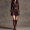 Women's Vintage Shirt Dress with Pockets, Elegant Plaid Long Sleeve Short Dress for Women