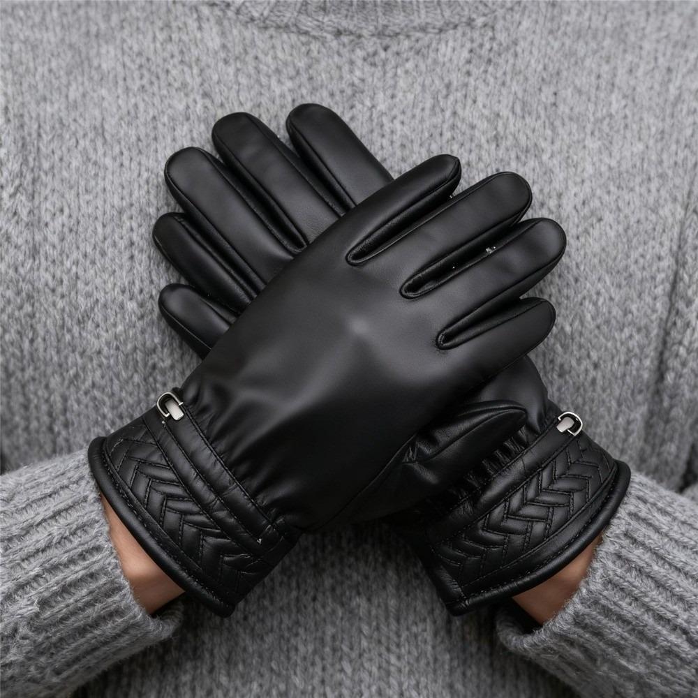 

Windproof Plush Gloves PU Driving Mittens New Windproof Cold Proof Gloves Unisex 2