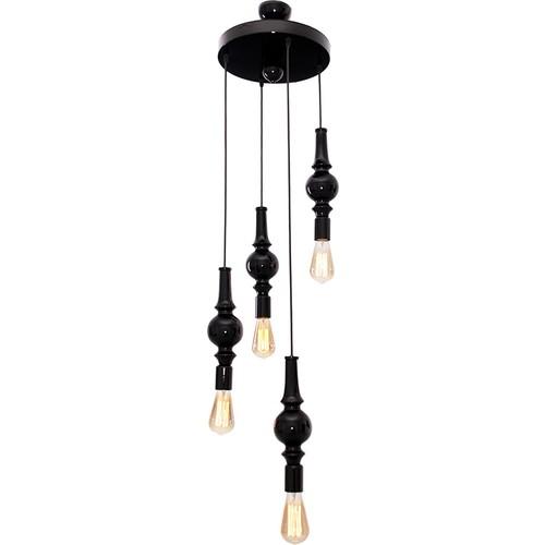 

Umur Lighting Zen 4 Pieces Black Lacque Деревянная подвесная люстра