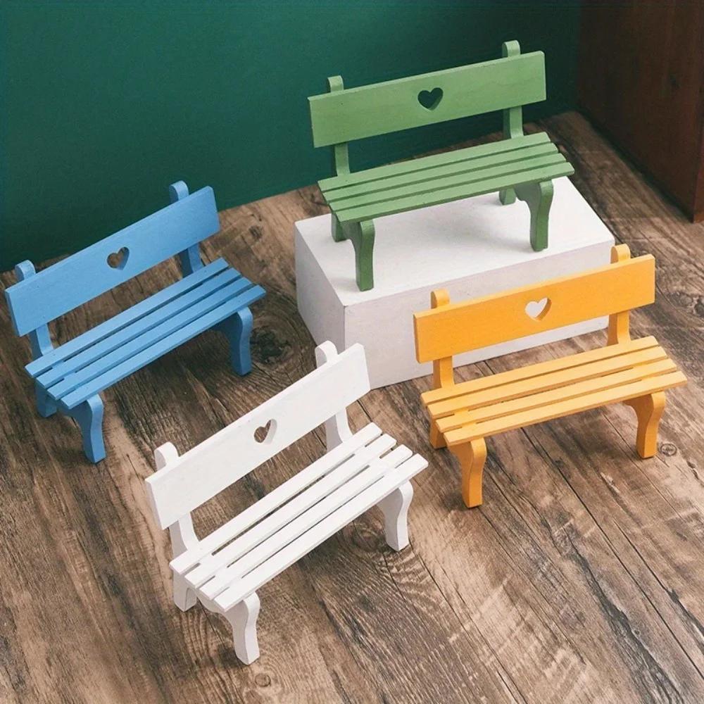 2PCS Dollhouse Miniature Furniture Wooden Garden Beach Chair Model for Dolls House Accessories Decor Toy Fairy Garden Home Decor