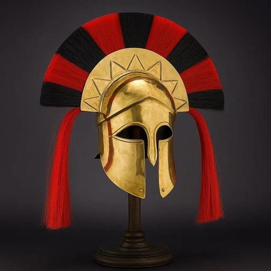 Corinthian Helmet with Stand Ancient Greek Warrior Armor for Cosplay, LARP, Decor Collectors Handmade Bronze Replica