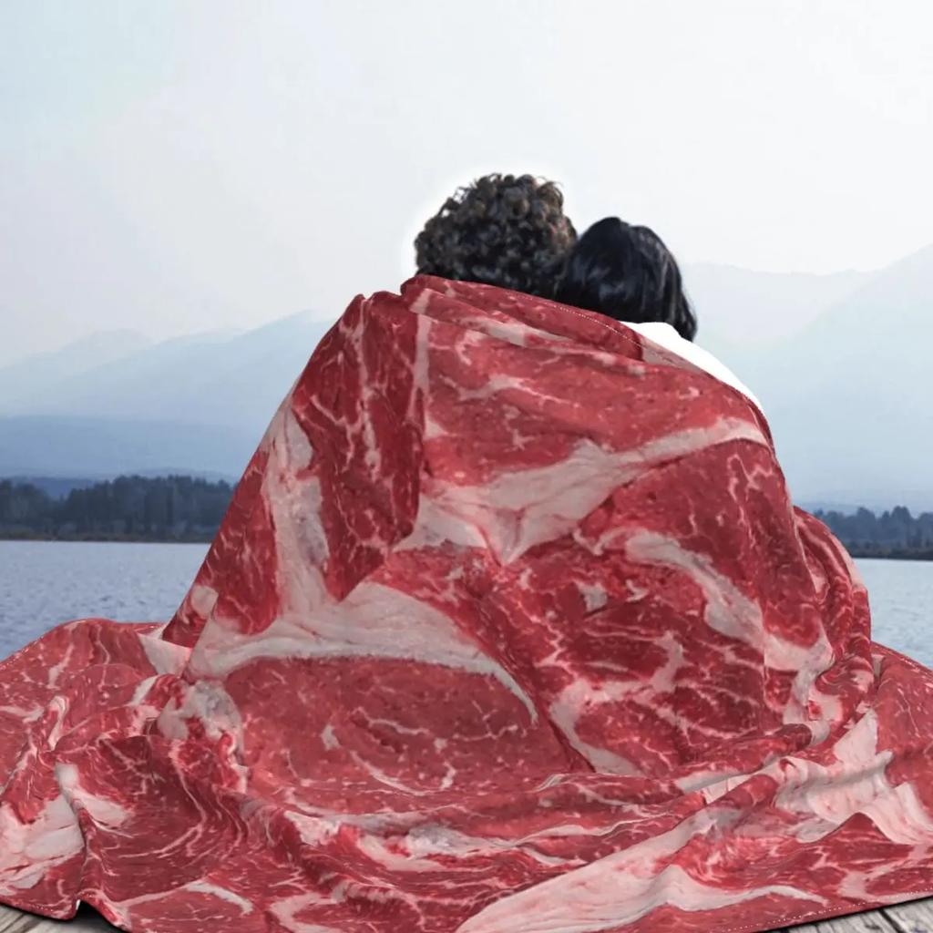 Meat Printing Blanket Flannel Textile Breathable Lightweight Throw Blankets for Home Outdoor Bedspread Blanket Flannel Textile