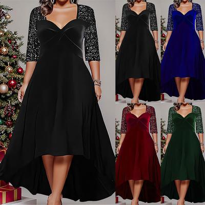 High Quality Plus Size Dress Women Evening Black Elegant Vestidos Formal Occas Dress Large Size Long Skirt Party Female Clothing