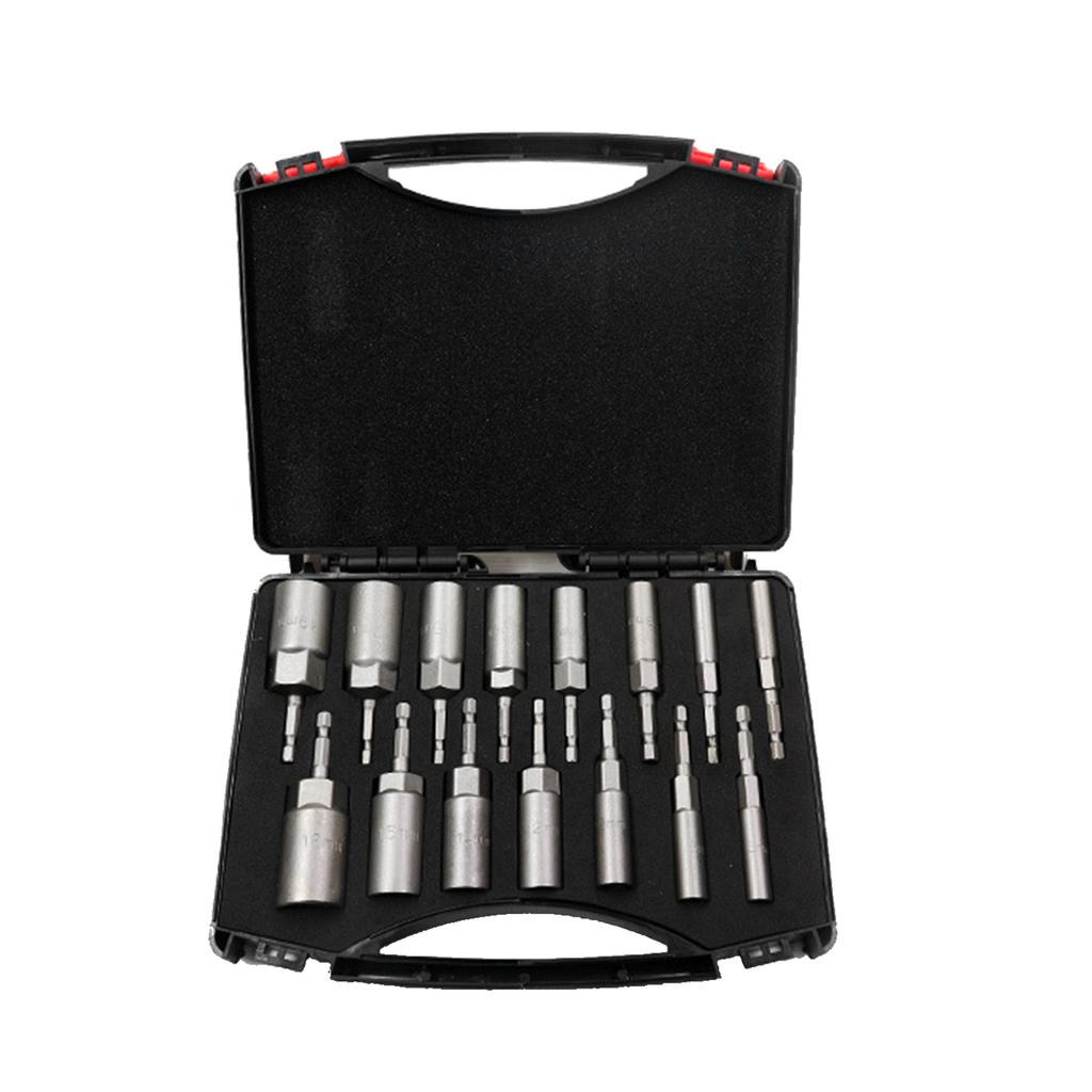 15 Pcs Power Mutter Fahrer Bohrer Set 5,5-19mm Chrom Vanadium Stahl Hex Bit Buchse Set Wrench