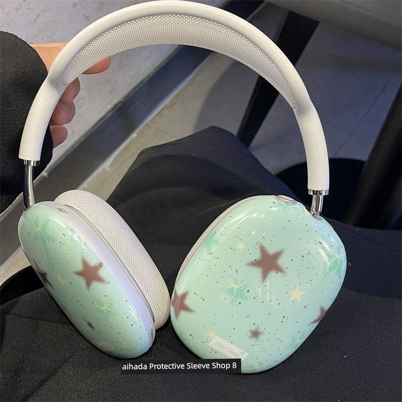

Korean Ins Mint Green Oil Splash Ink XINGX Suitable for Apple Headset Airpodsmax Earphone Case Protective Case Apple Airpodsmax Peppermint Green Ink Stars