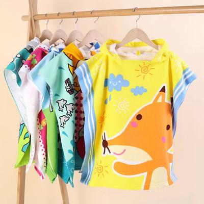 Children's Hooded Bath Robe Toddler Quick Dry Microfiber Towel with Cartoon Digital Print Soft Wearable Bath Towel for Kids