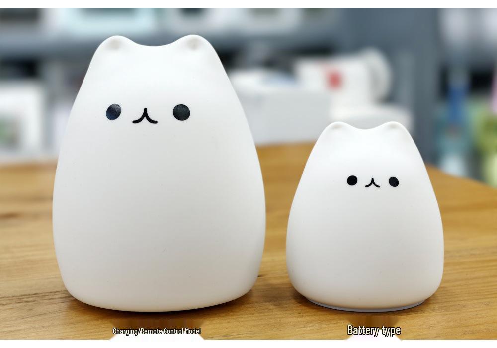 Seven-Color Silicone Cat Lamp: Cute Cartoon Pet Night Light with Warm Atmosphere Glow