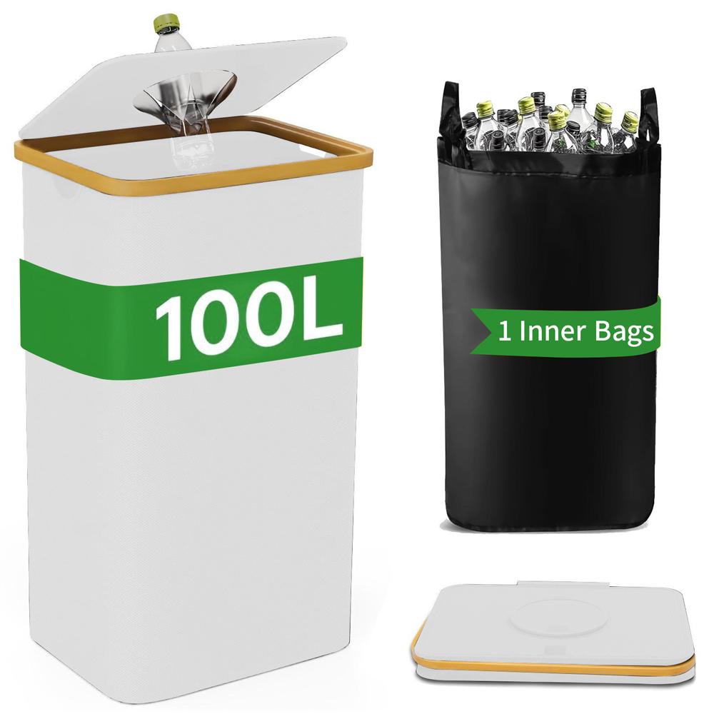 Large-capacity Storage Box with Inner Bag, Foldable, for Bottles, Clothes, Toys, Recyclable Waste, Laundry Basket, 24/100L