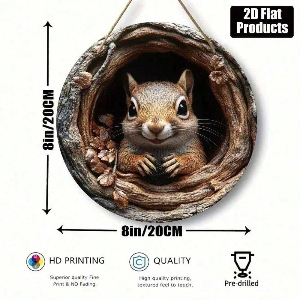 Metal Wall Art Squirrel with Nut Kitchen Decor Metal Poster Squirrel Holding Nut Home Decoration Squirrel Nut Metal Tin Sign for Kitchen Wall