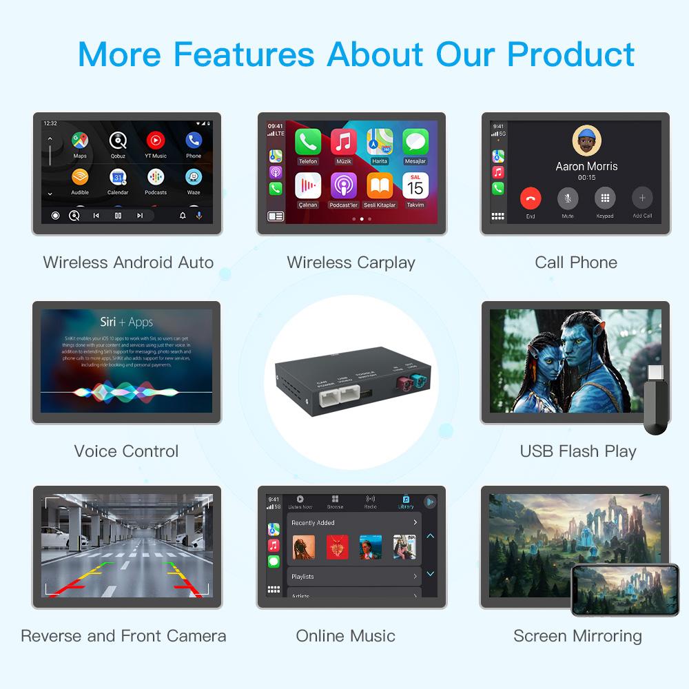 AUTOABC Wireless CarPlay Android Auto For BMW 5 Series F10 F11 2012-2017 CIC NBT Radio Multimedia Playback Airplay Navigation