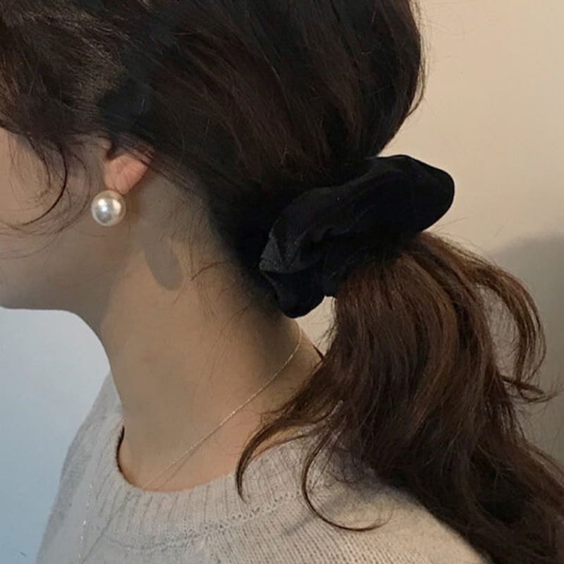 Oar Vintage Velvet Volume Scrunchie[Black]