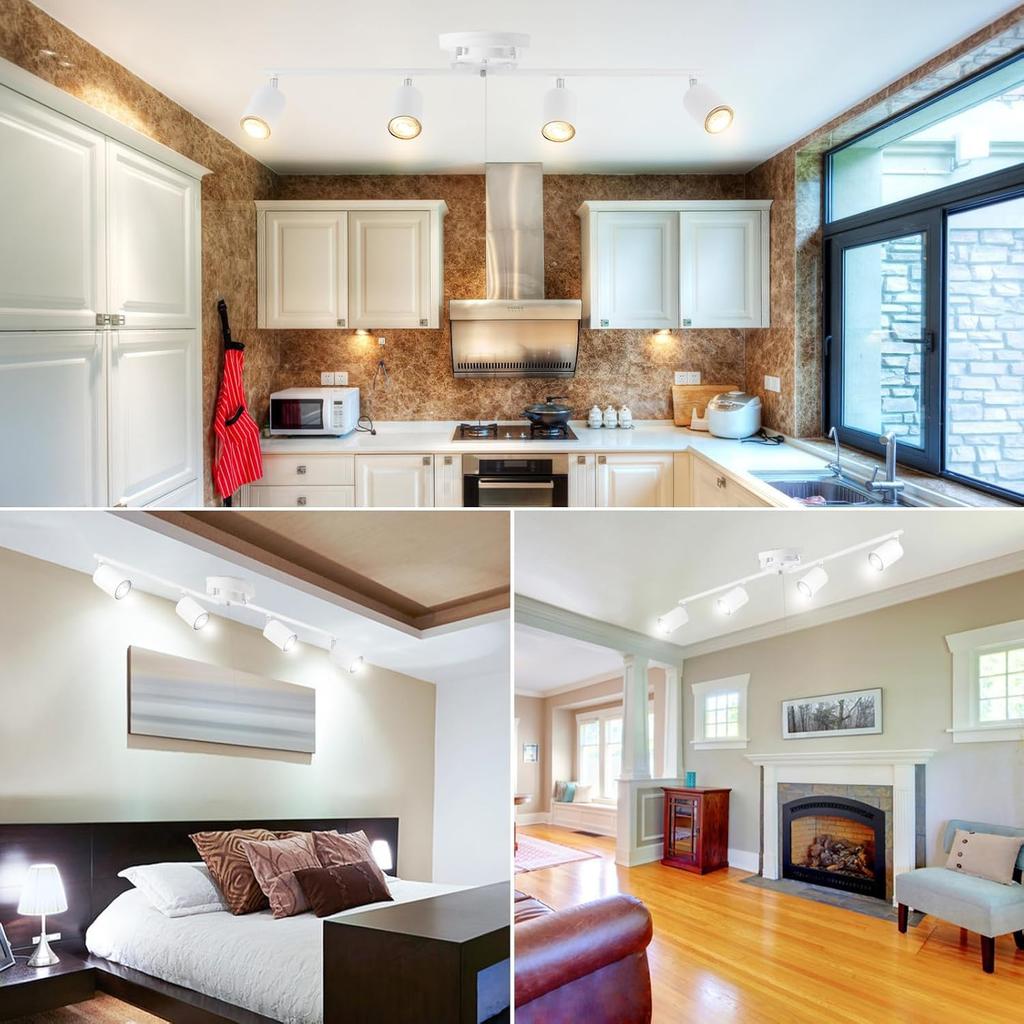 Ceiling light with four built-in GU10 60W LED bulbs, remote control operation, cylindrical pendant spotlight for rooms up to 6 tatami mats (8 tatami