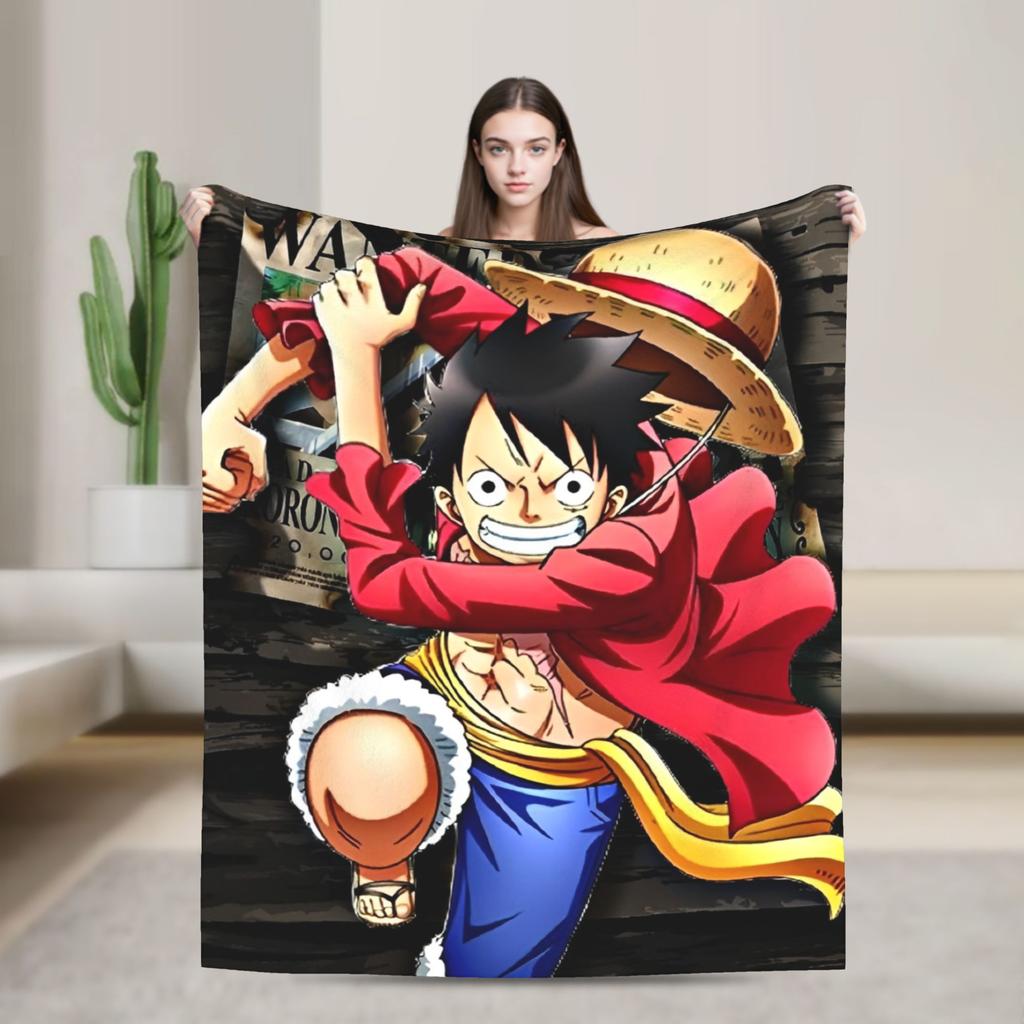 Warm Soft Blankets Decorative One Anime P-Pieces  Throw Blanket  Flannel Bedspread For Outdoor Pattern Sofa Bed Cover
