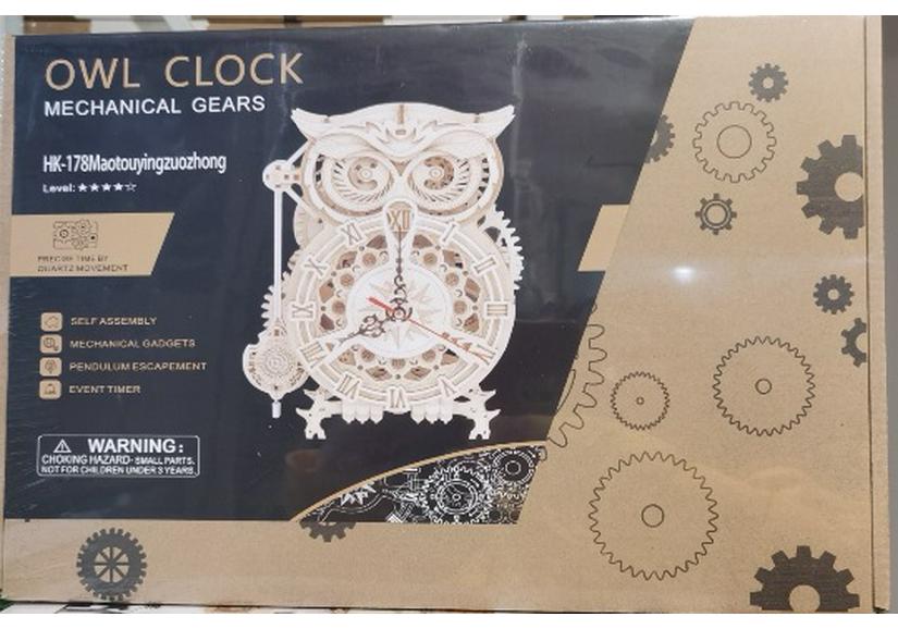 DIY Wooden Owl Clock Train Model - Creative Assembly Toy & Password Box
