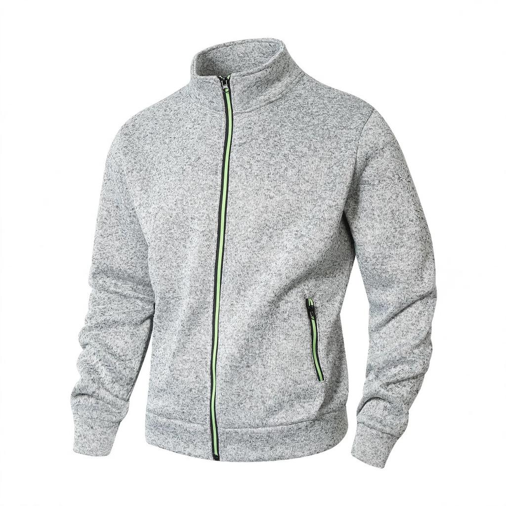 Men's Stand Collar sweatshirts casual zipper Cardigan Jacket outdoor Long Sleeve Solid Color Pullover Lightweight Streetwear