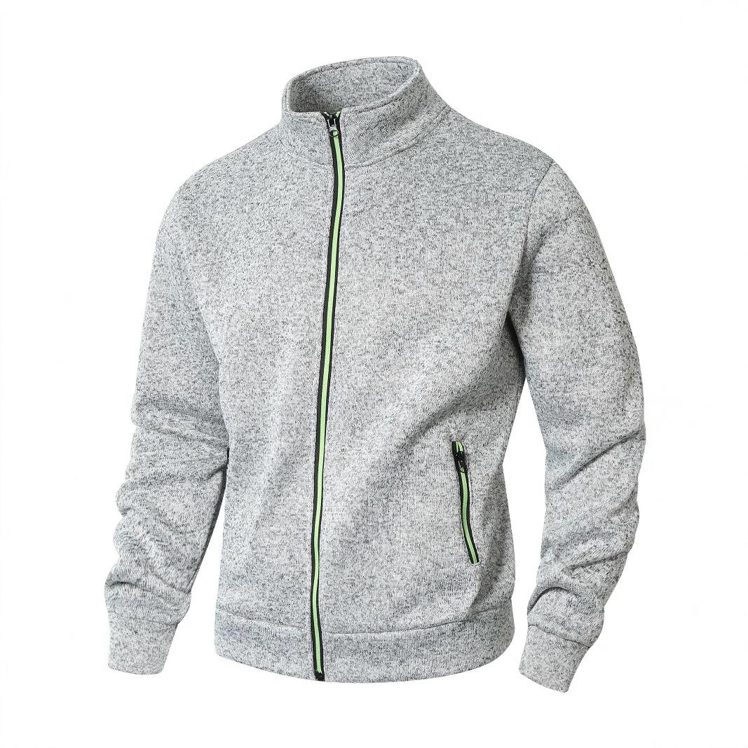 

Мужские свитшоты со стойкой воротником, повседневная куртка-кардиган на молнии, для улицы, с длинным рукавом, однотонный пуловер, легкий, уличная одежда XS светло-серый