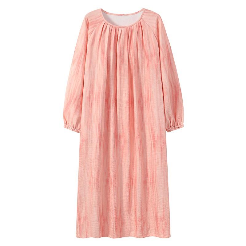 Womens Long Sleeve Nightgown Cloud Cotton Soft Sleep Dress With Built-in Bra Loungewear