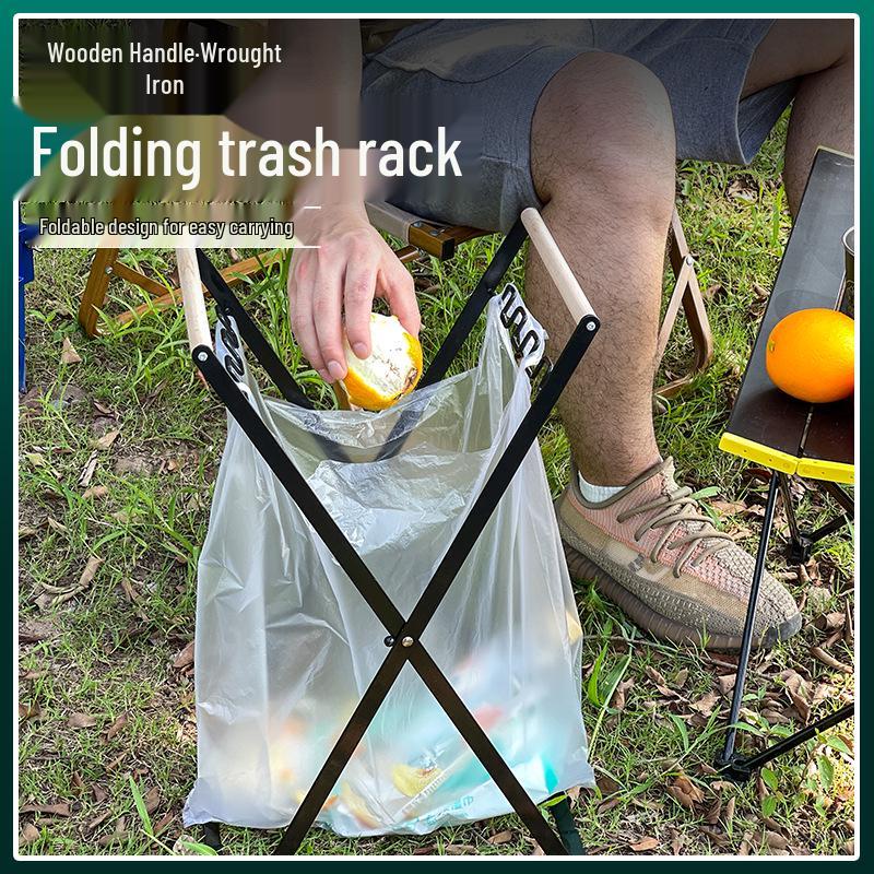 

Портативная складная стойка для мусора для кемпинга и кухни чёрный