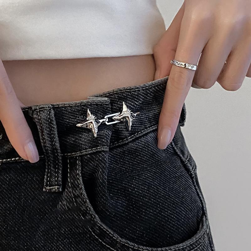 Temperament Four Pointed Star Waist Tightening Tool Adjustable Waist Buckle Able Jeans Fixed Waist Buckle