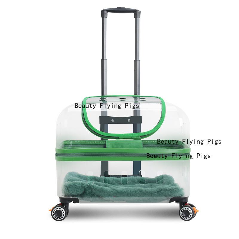 PC Material Pet Suitcase Cat Bag Portable Pet Outdoor Luggage Transparent Dog Aviation Box Small Cart Household Pet Supplies