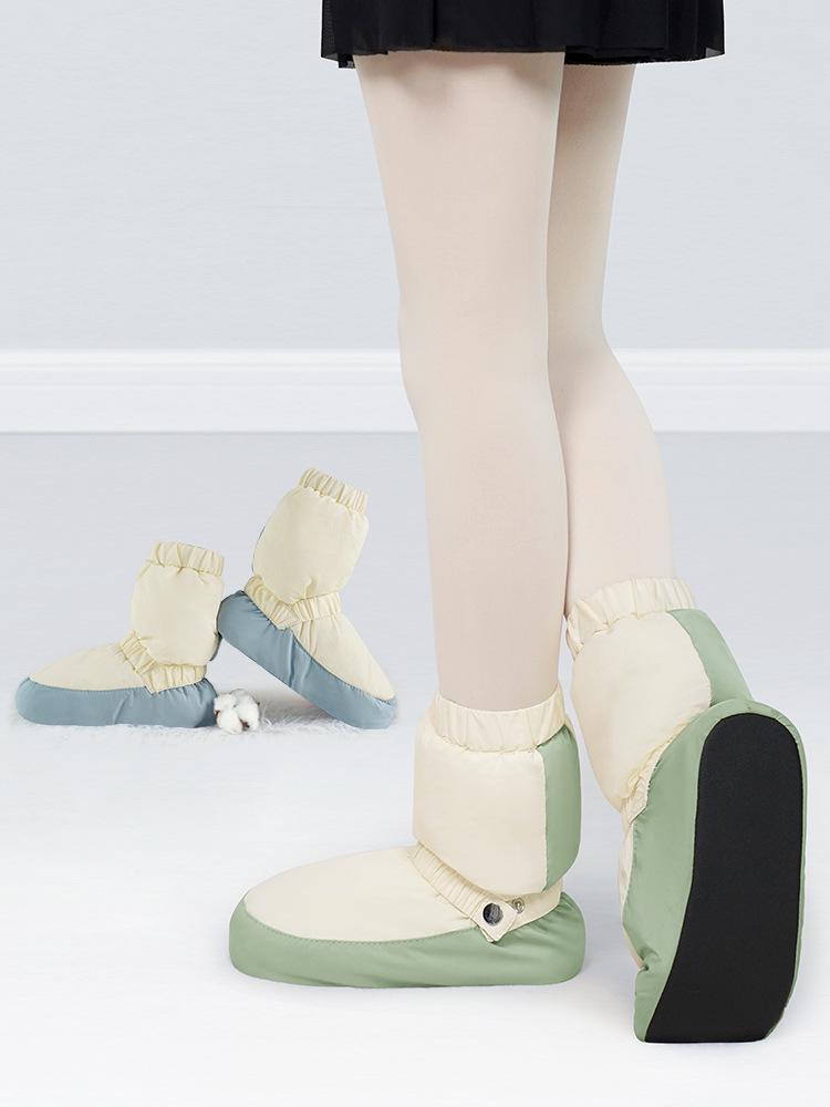 Women's Velvet Ballet Boots: Color Block Warm-Up Shoes for Autumn/Winter
