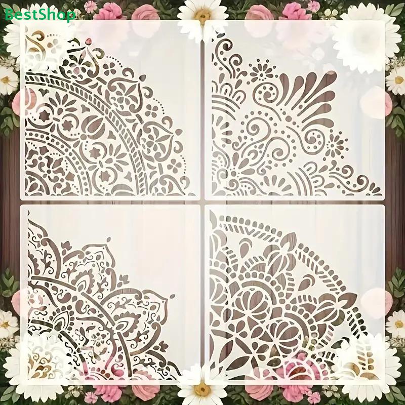 Floral Pattern Painting Stencil - Reusable Art Stencil for Watercolor, DIY Craft & Home Decor Projects