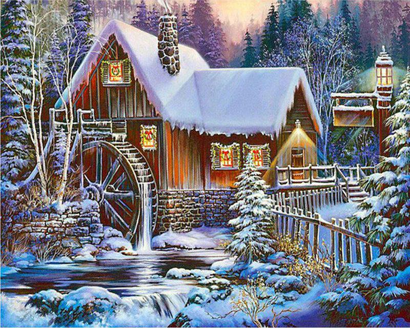 Full Drill Square Diamond Embroidery Housing Landscape Handicraft Diamond Painting Flower Animals Picture Of Rhinestone Home Decor
