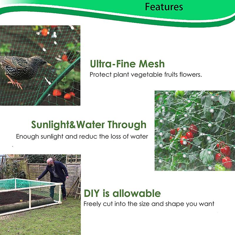 Reusable Green Anti Bird Protection Net 15mm Mesh Garden Plant Netting Protect Plants Fruit Trees From Bird Deer Poultry Fencing