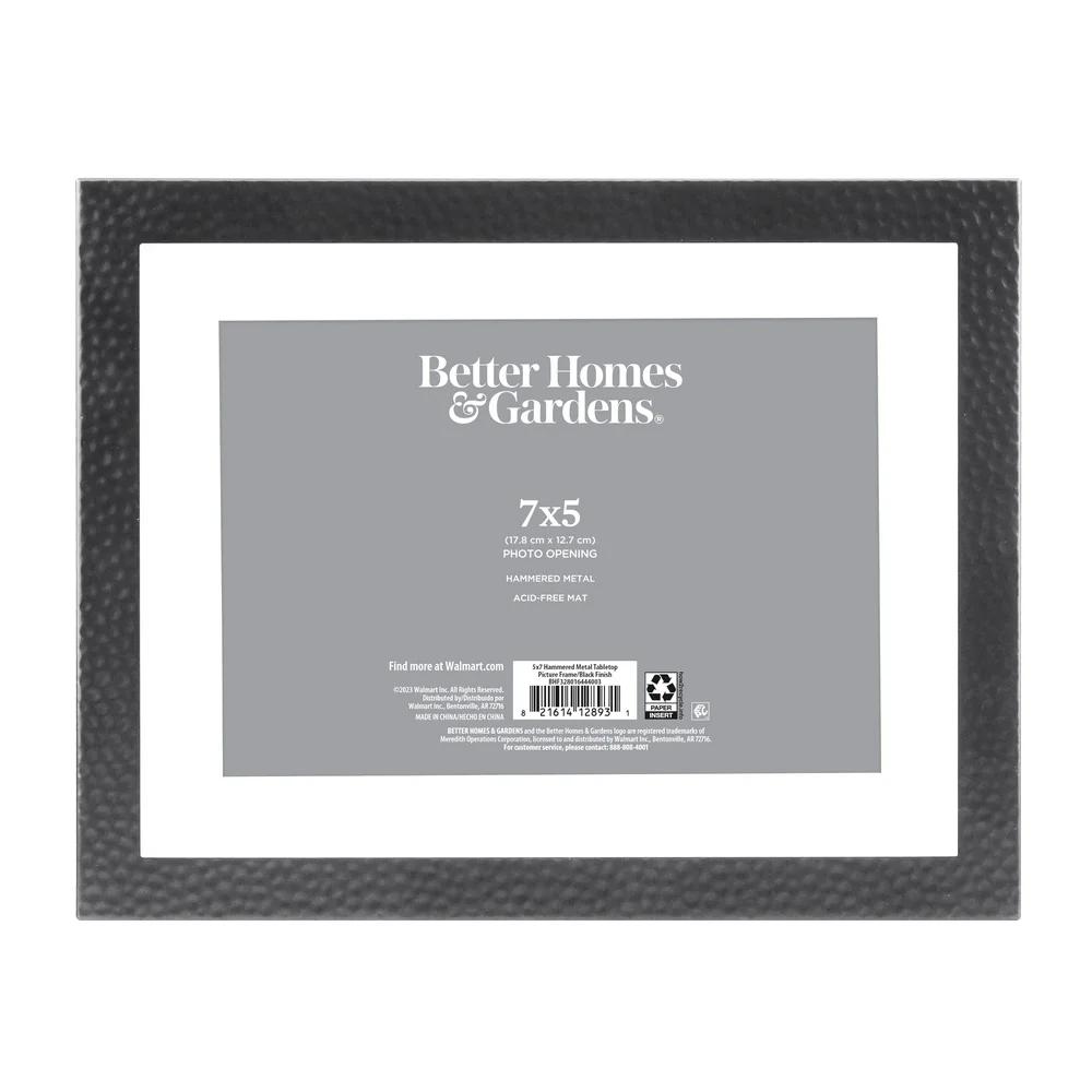 Stylish Black Hammered Metal Tabletop Picture Frame 7x9 Matted 5x7 Photos Decorative Gift Versatile Home Accent