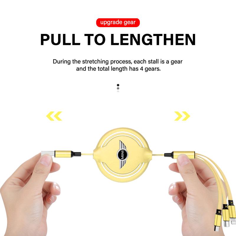 3 In 1 Micro USB Type C Charging Cable Multi Charger For Mini Cooper R50 R52 R53 R55 R56 R60 R61 F54 F55 F56 F60 Clubman