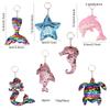 20 stuks Zeemeermin Pailletten Sleutelhangers, Sprankelende Flip Pailletten Oceaan-Thema Sleutelringen, Zeester Schildpad Visstaart Dier Vormen