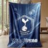 Tottenham Hotspur FC Custom Name Text Flannel Blanket Soccer Logo Personalized Fleece Throw Blanket Special Gift For Sofa Bedroom Home