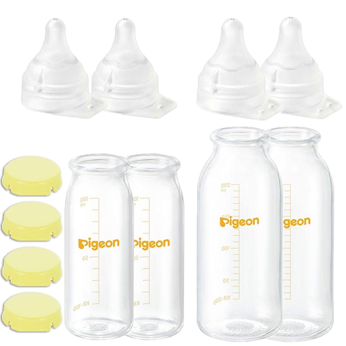 

[All can be boiled and can be used as the baby grows] 4 Breastfeeding Direct-Attach Baby Bottles (2 x 100ml, 2 x 200ml) + 4 Nipples (2 Standard