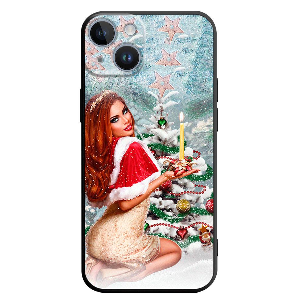Merry Christma Gift Girl Case for Apple iPhone 11 XR XS X 14 Plus 7 8 6S 13 Pro Max SE 12 Mini 14Pro 7+ Silicone Matte Capa