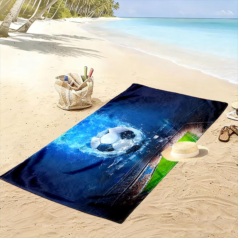 Soaring watery soccer triumph Print beach towel, quick drying, suitable for travel, outdoor sports, jogging, the beach and swimming, gift